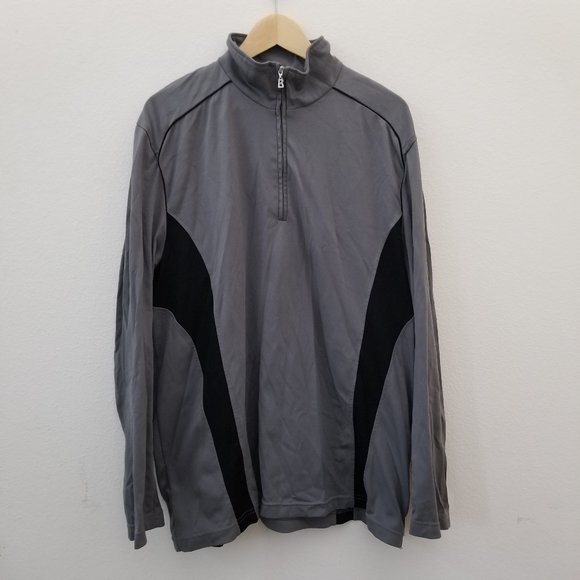 BOGNER 1/4 Quarter Zip Pullover Jacket Grey Black Colorblock Men's US 44 XL
